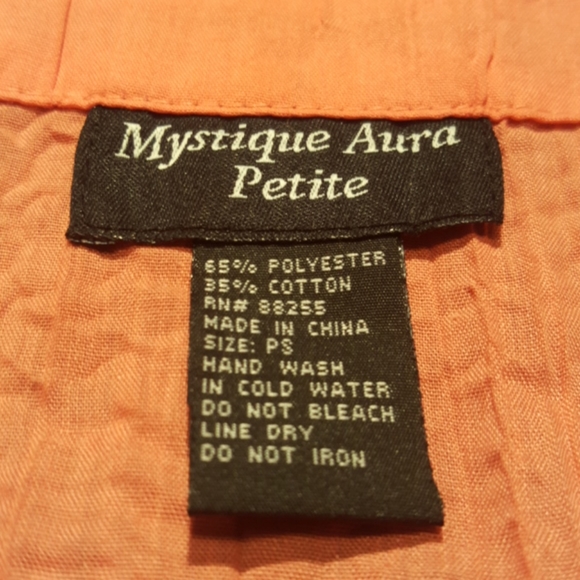 MYSTIQUE AURA PETITE ♡ Gorgeous Coral V Neck Embroidered Beaded Babydoll Top PS - Picture 13 of 14